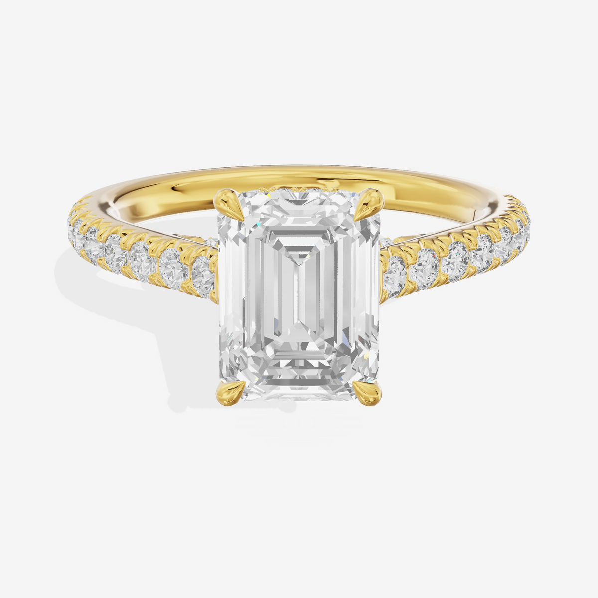 Modern Linger Emerald Engagement Ring with Side Stones (3/4 ct. tw.) in 14K Yellow Gold