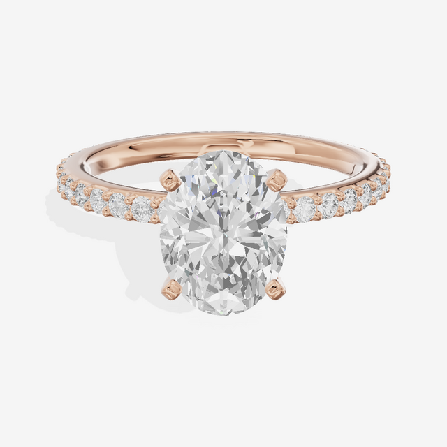 Petite Trellise Oval Engagement Ring with Side Stones (1/3 ct. tw.) in 14K Rose Gold