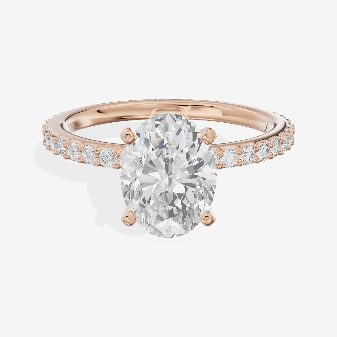 Petite Trellise Oval Engagement Ring with Side Stones (1/3 ct. tw.) in 14K Rose Gold