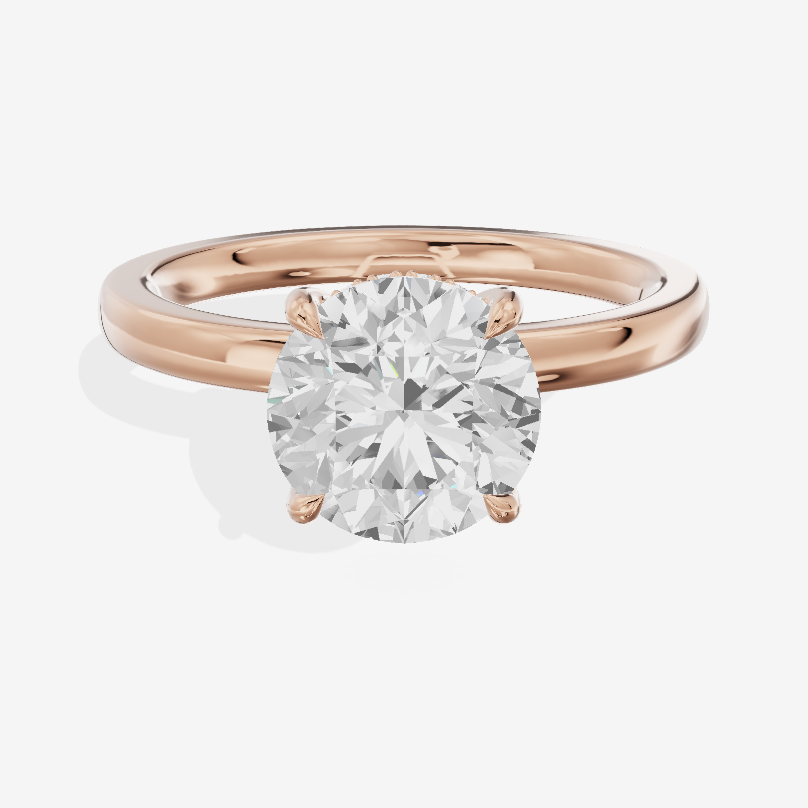 Classic Tensare Round Engagement Ring with Hidden Halos (1/15 ct. tw.) in 18K Rose Gold