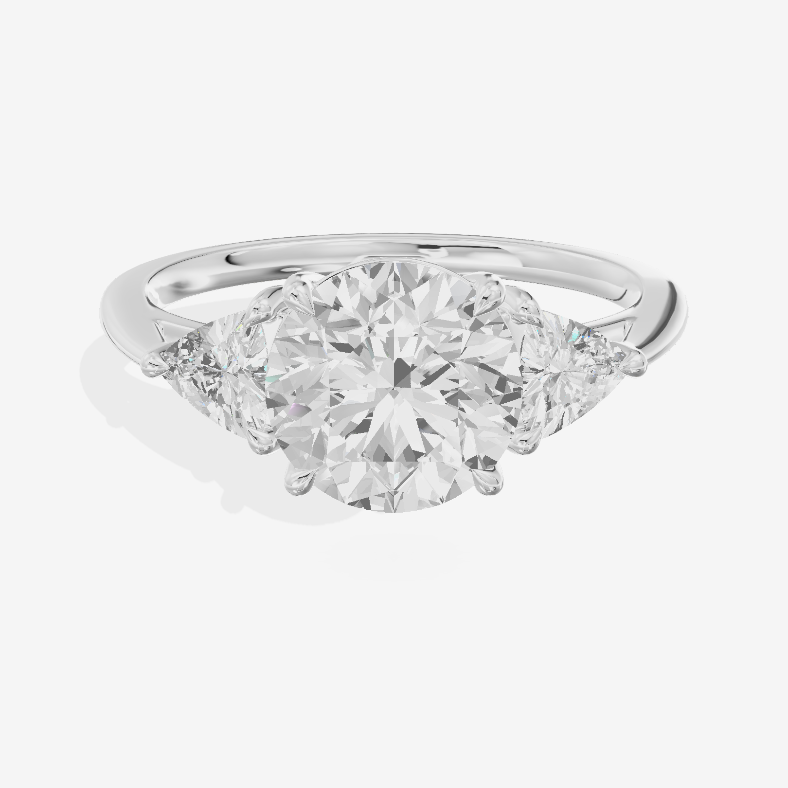 Luxe Coeurine Three Stone Round Engagement Ring (1/2 ct. tw.) in Platinum