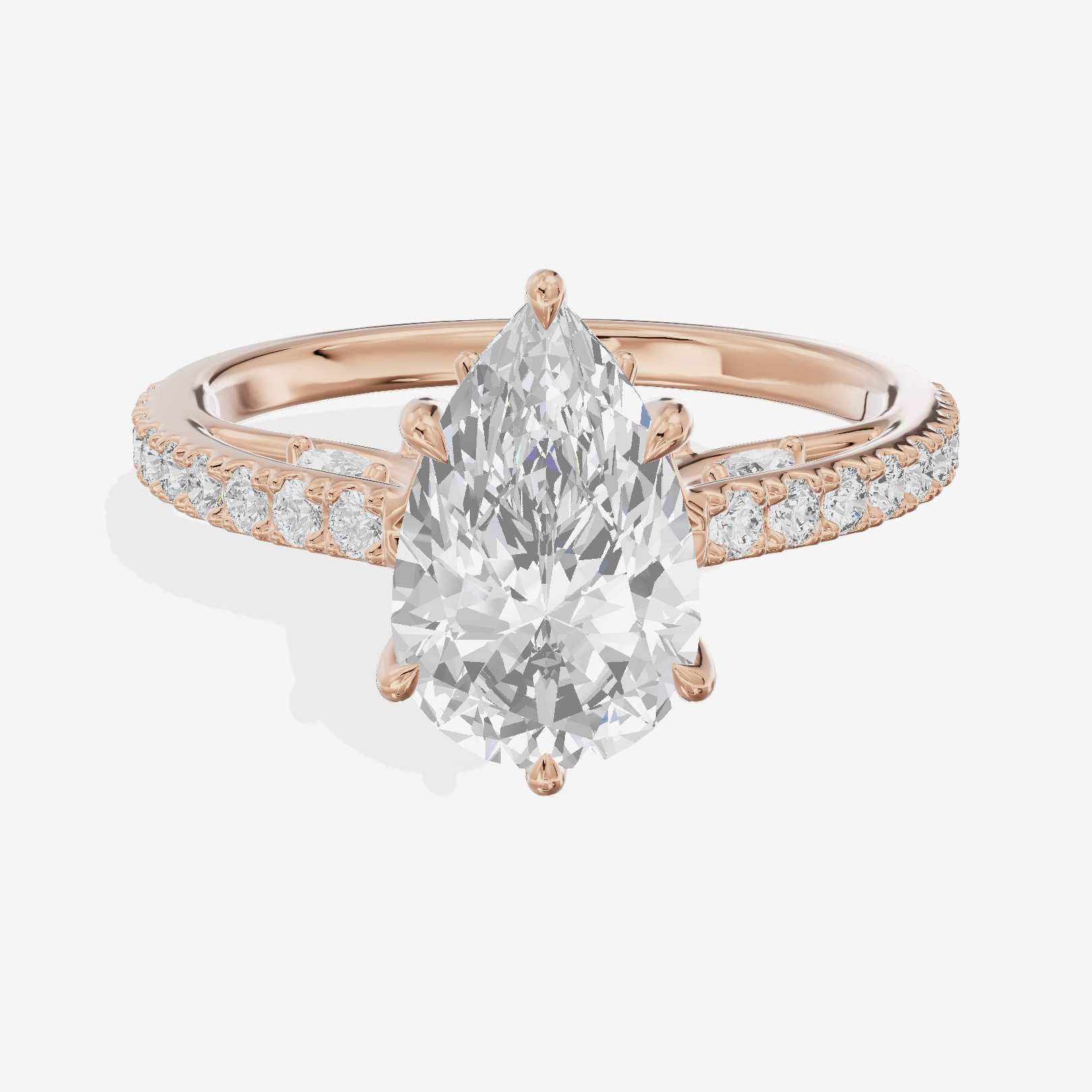Twine Cathedral 1.8mm Pear Solitaire Engagement Ring (1/2 ct. tw.) in 18K Rose Gold