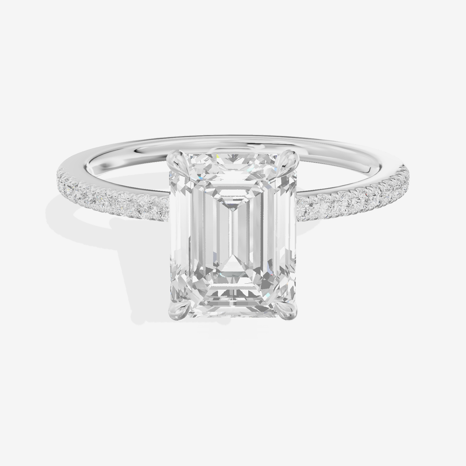Grand Mirelle Emerald Hidden Halo Engagement Ring (1/5 ct. tw.) in 14K White Gold