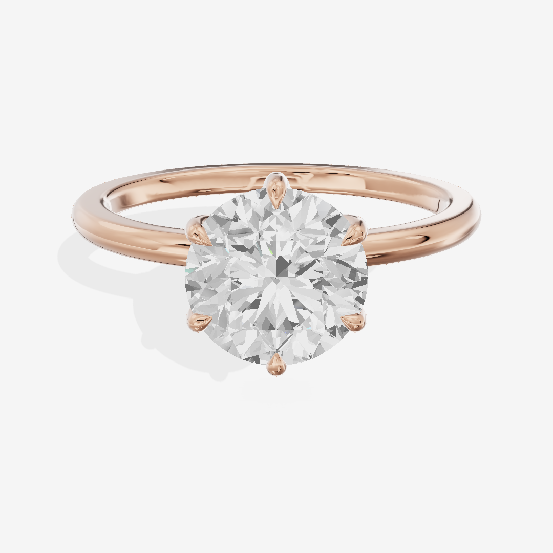 Sincere Cathedral 1.5mm Round Six-Prong Engagement Ring in 18K Rose Gold