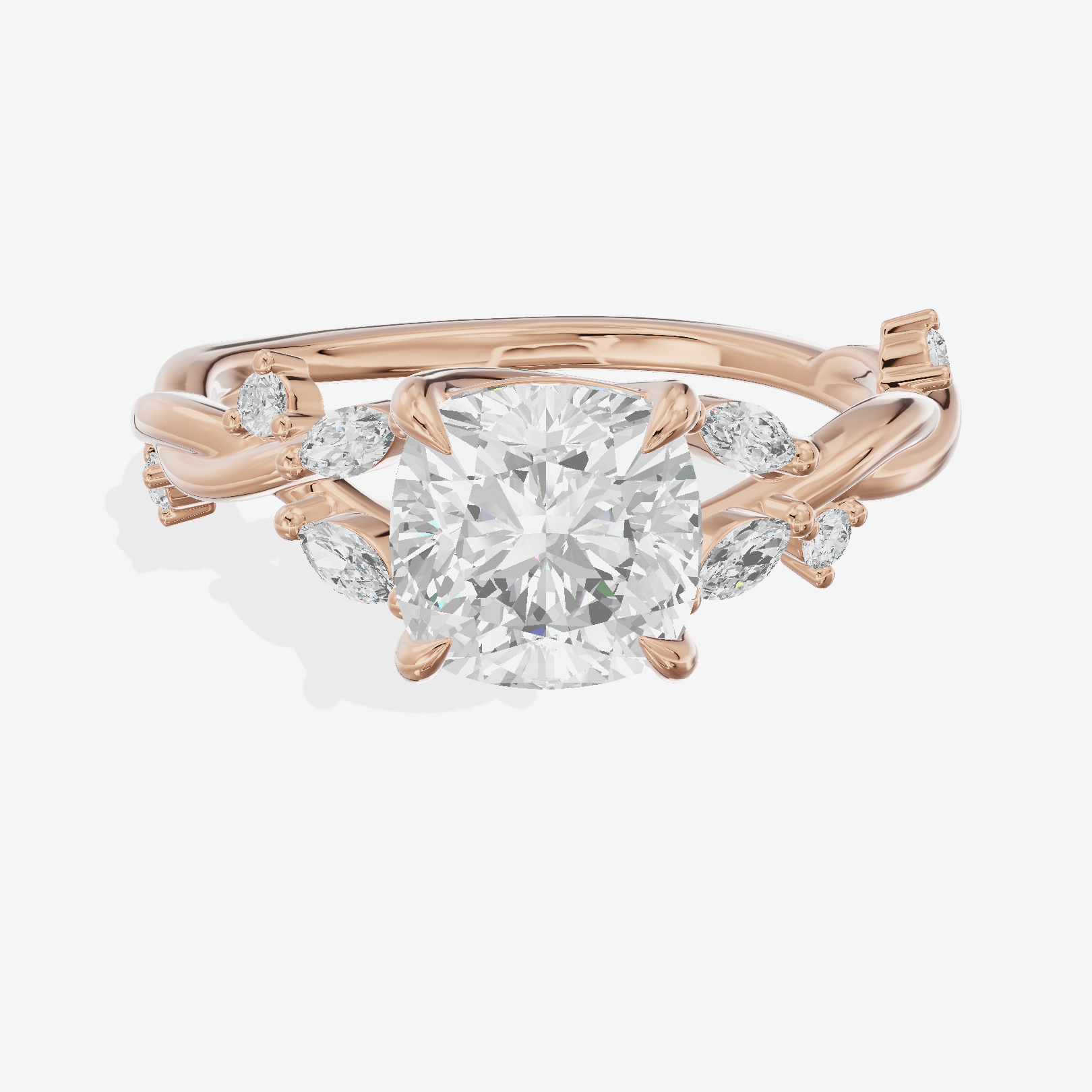 Twined Vowsae Cushion Twisted Engagement Ring (1/6 ct. tw.) in 18K Rose Gold