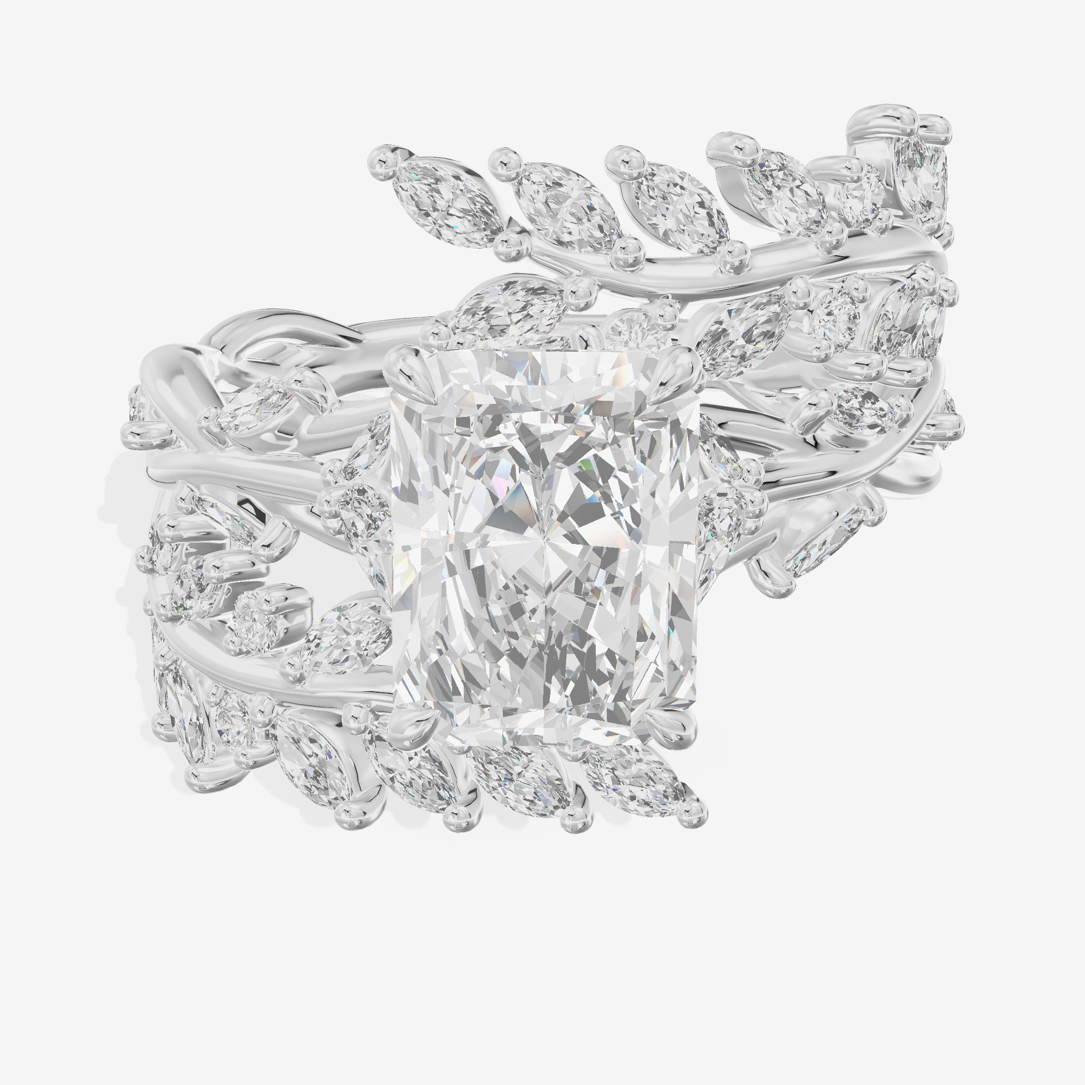 Tender Maia Radiant Engagement Ring with Side Stones (1/15 ct. tw.) in 18K White Gold