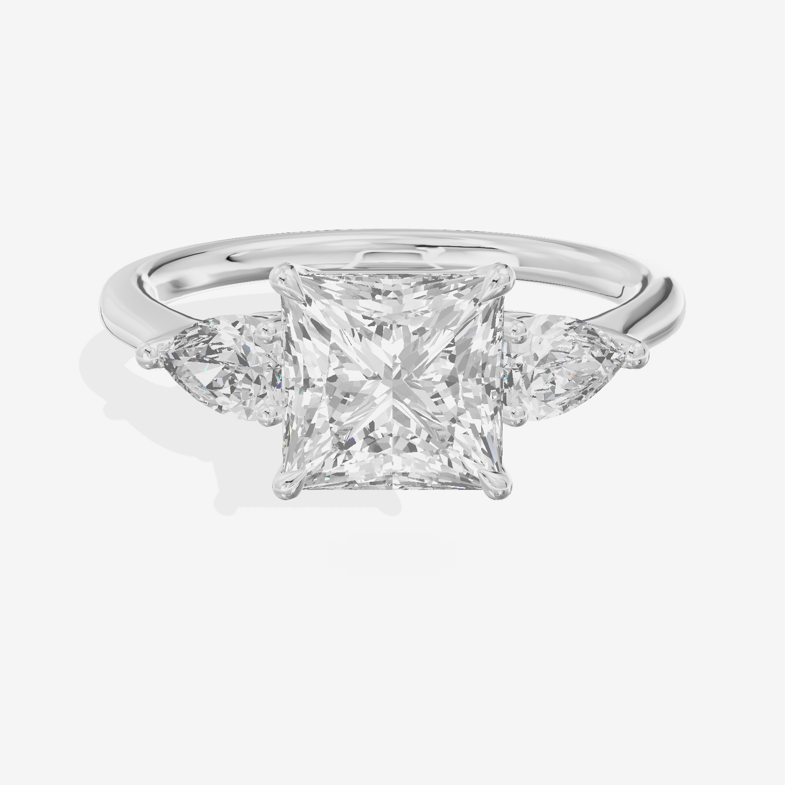 Luxe Aimora Three Stone Princess Engagement Ring (3/4 ct. tw.) in Platinum