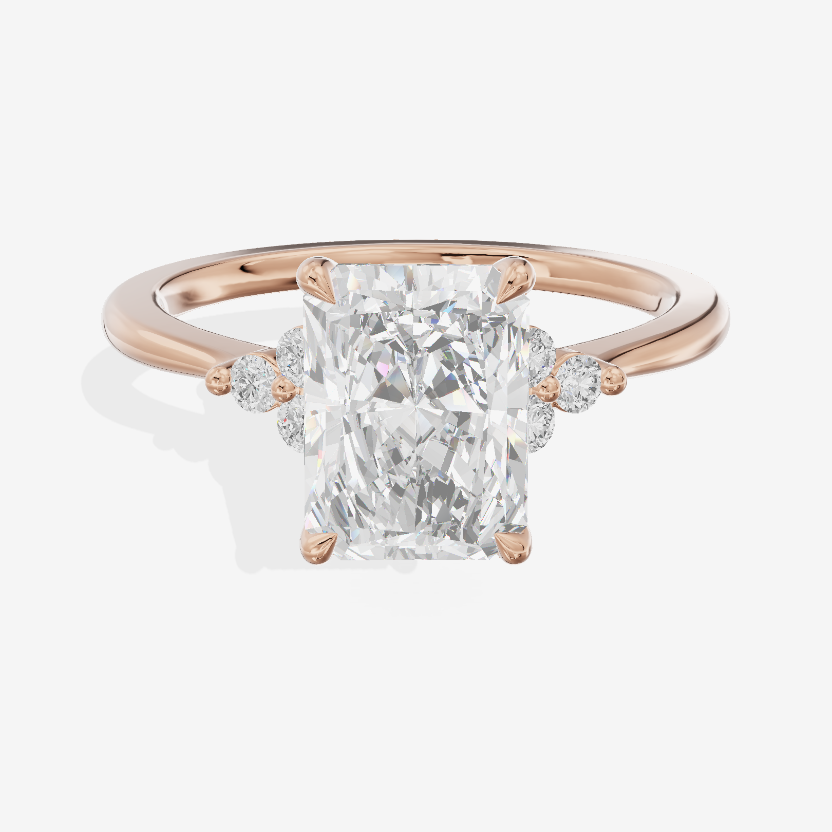 Petite Whisper Radiant Engagement Ring with Side Stones (1/10 ct. tw.) in 18K Rose Gold