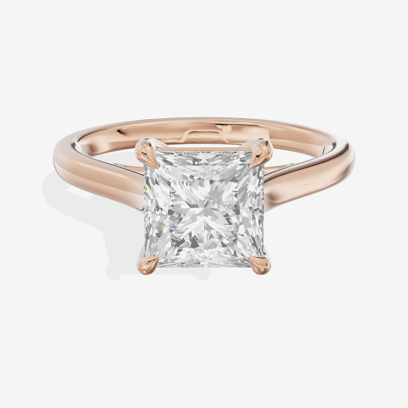 Whispered Coeurine 2mm Princess Solitaire Engagement Ring in 14K Rose Gold