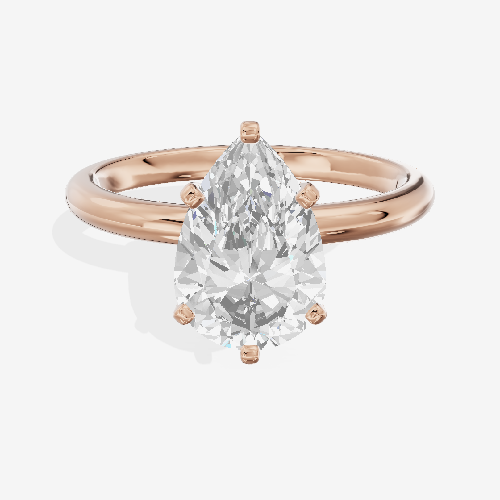 Classic Sincere 2mm Pear Six-Prong Engagement Ring in 14K Rose Gold