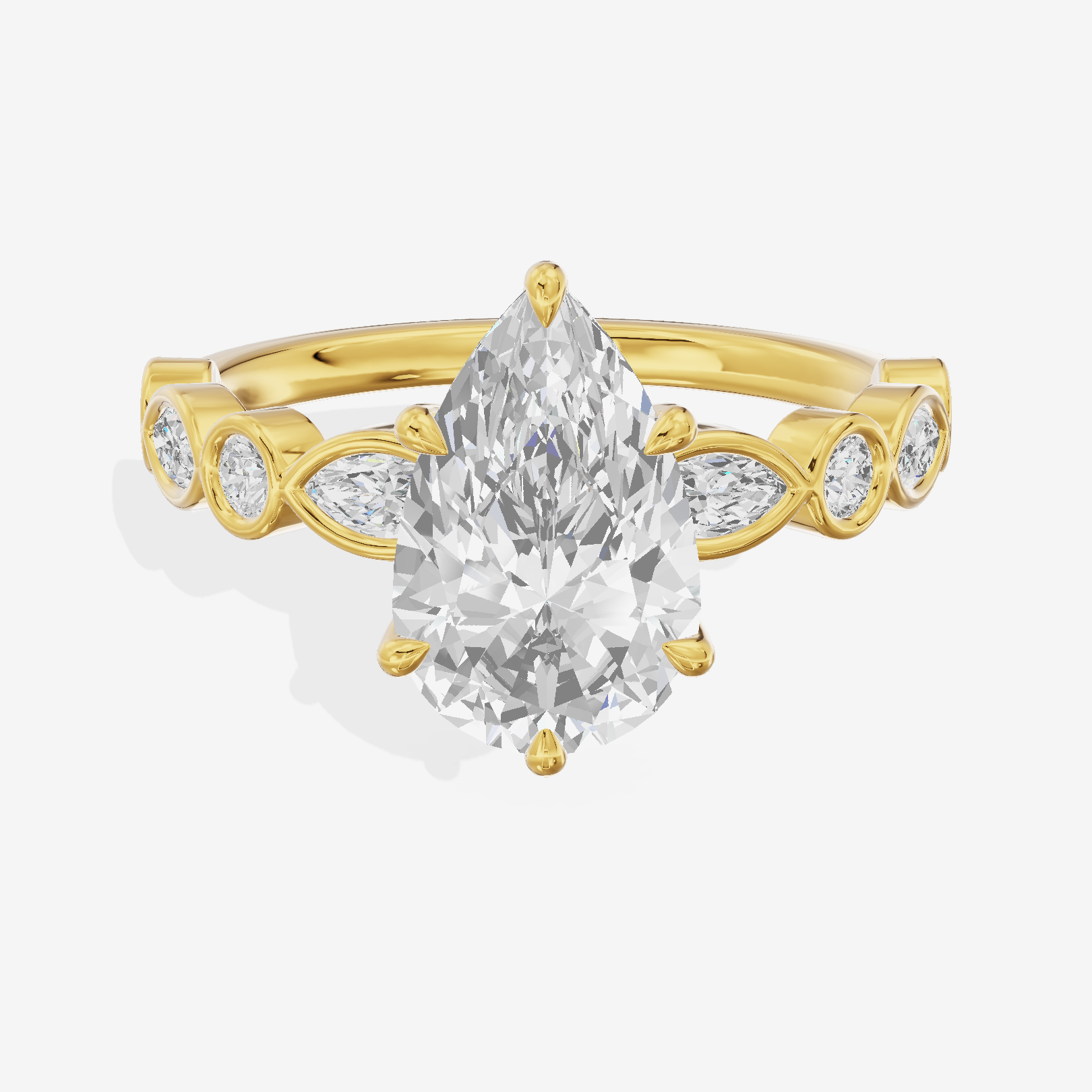 Tender Aurea Pear Engagement Ring with Side Stones (1 ct. tw.) in 18K Yellow Gold