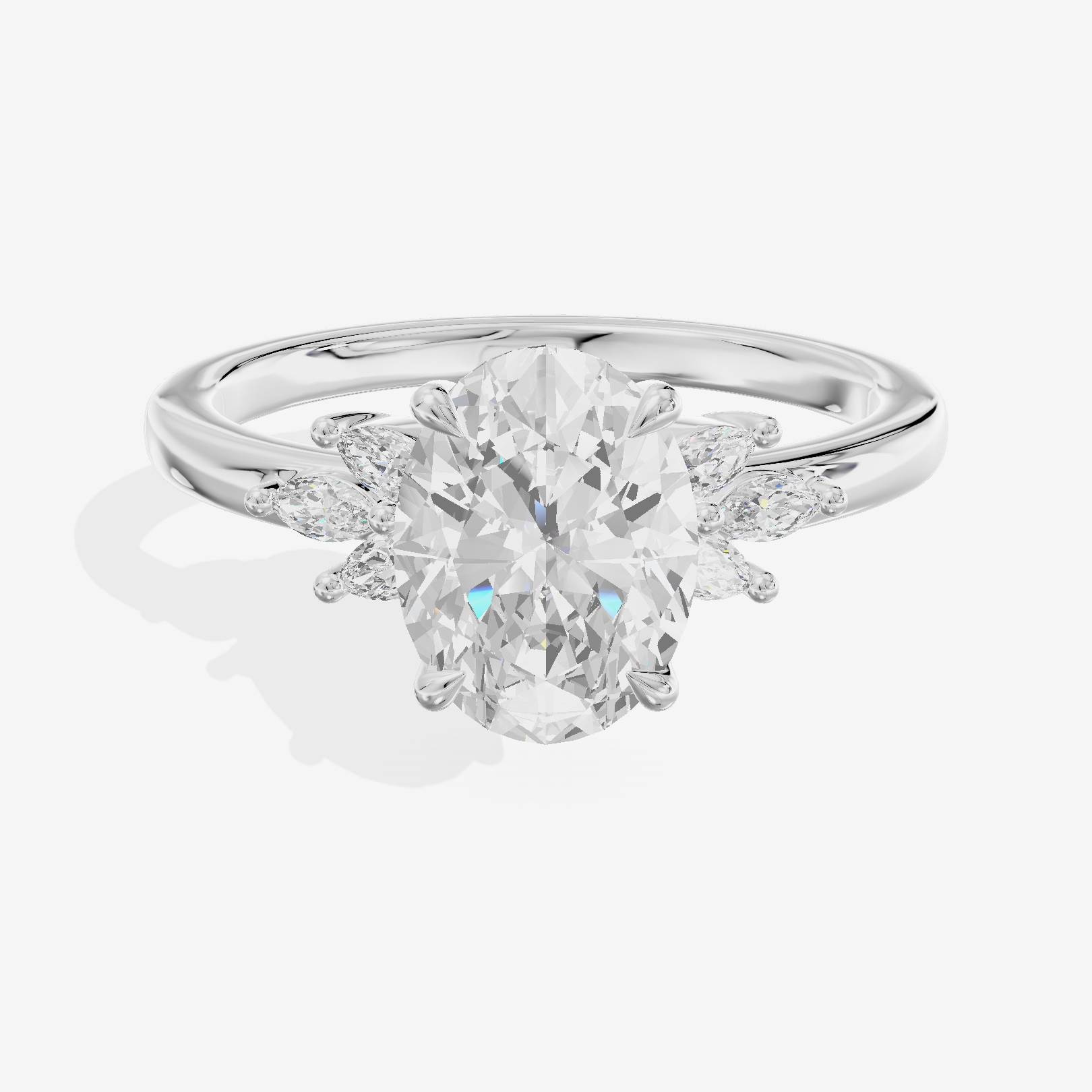 Modern Halcyon Oval Engraved Engagement Ring (1/5 ct. tw.) in Platinum