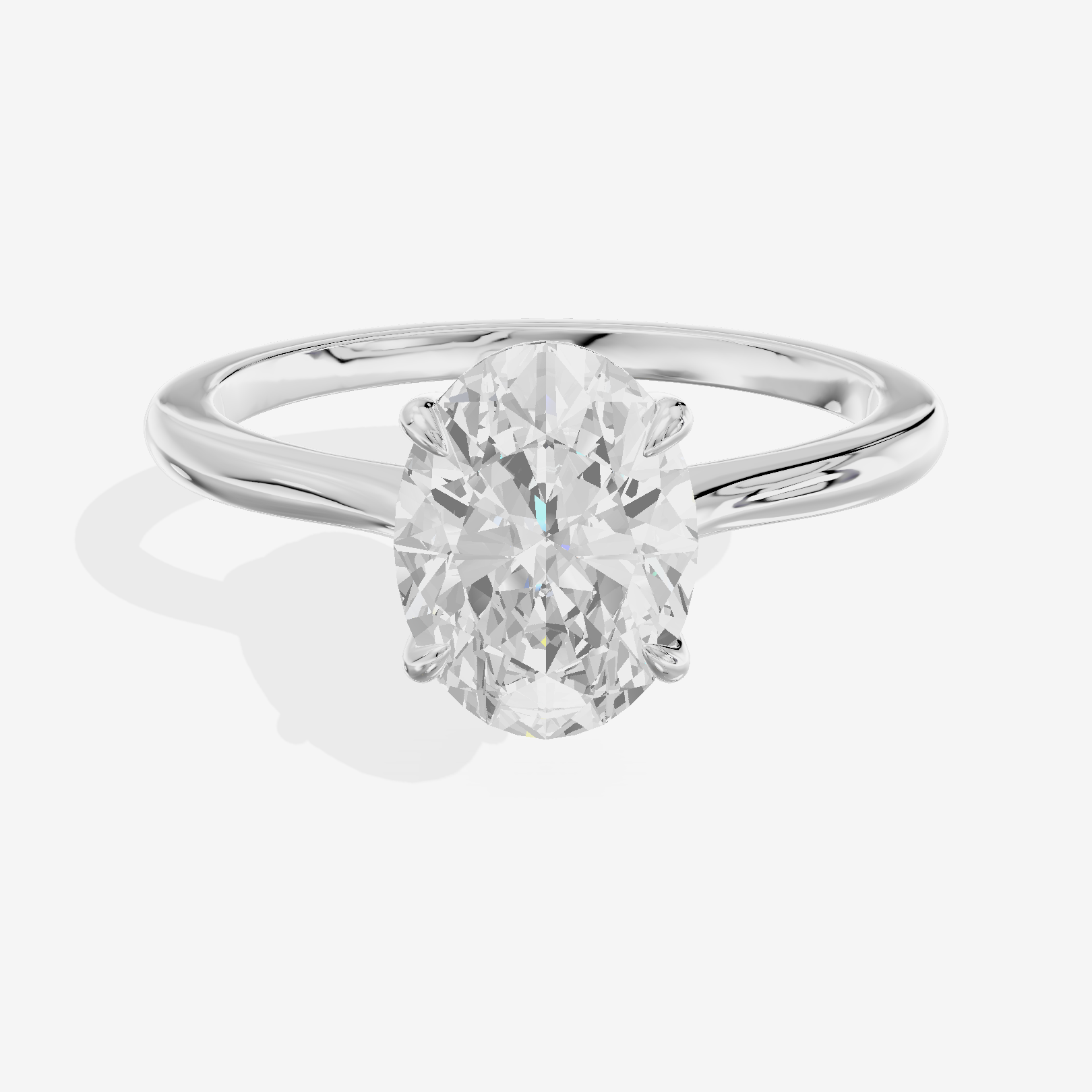 Crowned Halcyon 2.5mm Oval Six-Prong Engagement Ring in 18K White Gold