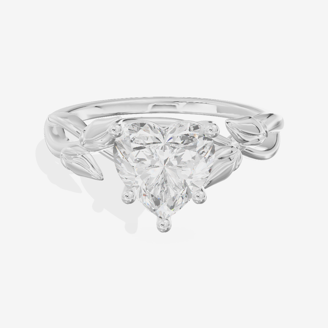 Sealed Vowsae 2.5mm Heart Solitaire Engagement Ring in 18K White Gold