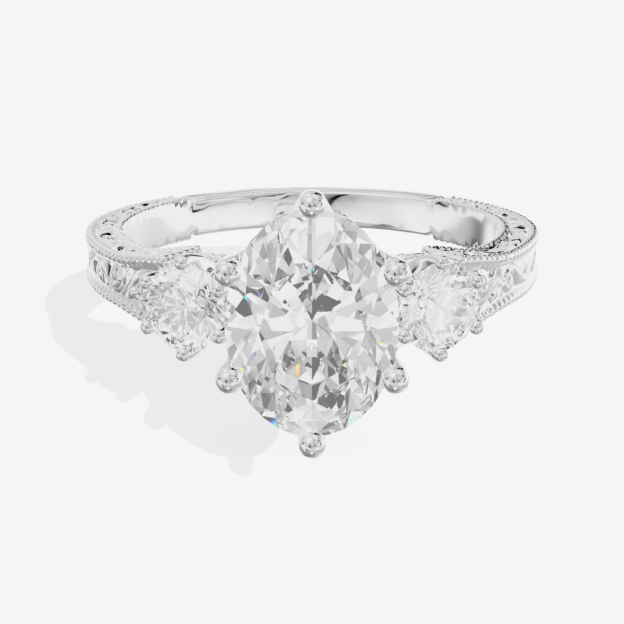 Lumera Three Stone Oval Engagement Ring (1/3 ct. tw.) in 14K White Gold