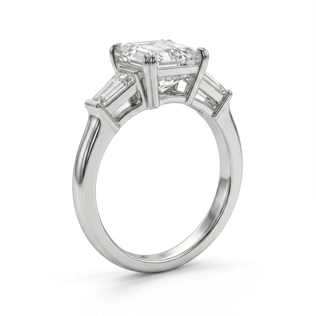 Three Stone Emerald Engagement Ring (5.02 ct. tw.) in Platinum