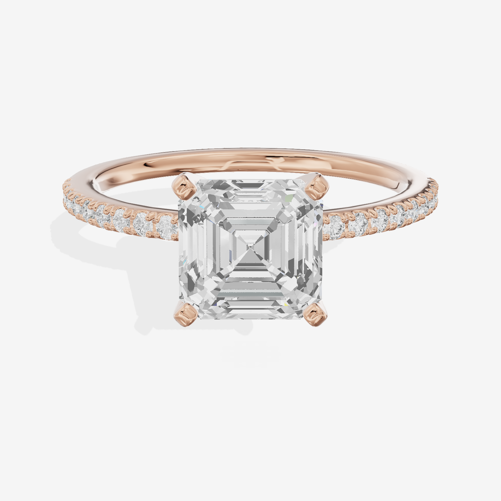 Grand Mayrelle Asscher Engagement Ring with Side Stones (1/8 ct. tw.) in 18K Rose Gold