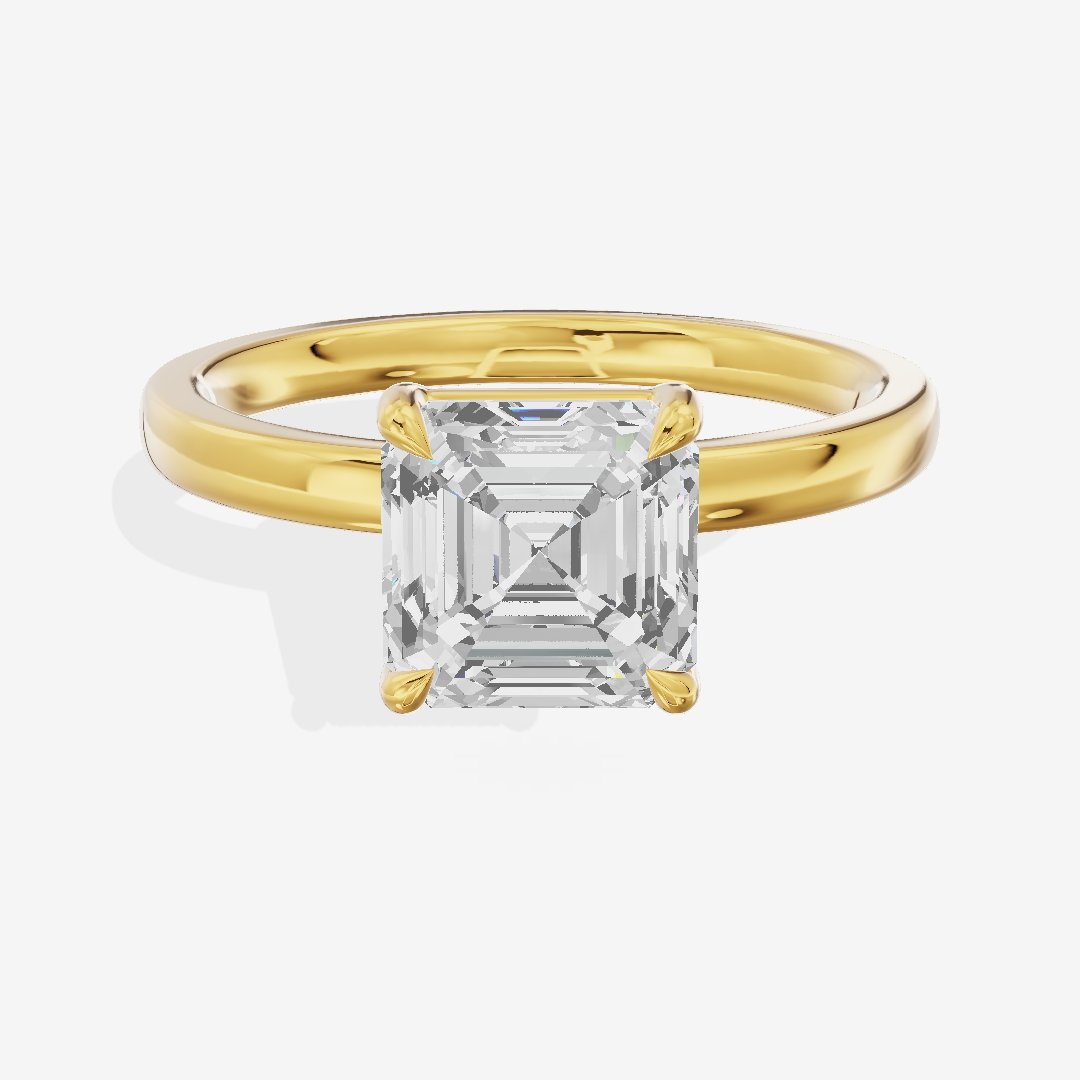 Petite Eversince 2mm Asscher Solitaire Engagement Ring in 18K Yellow Gold