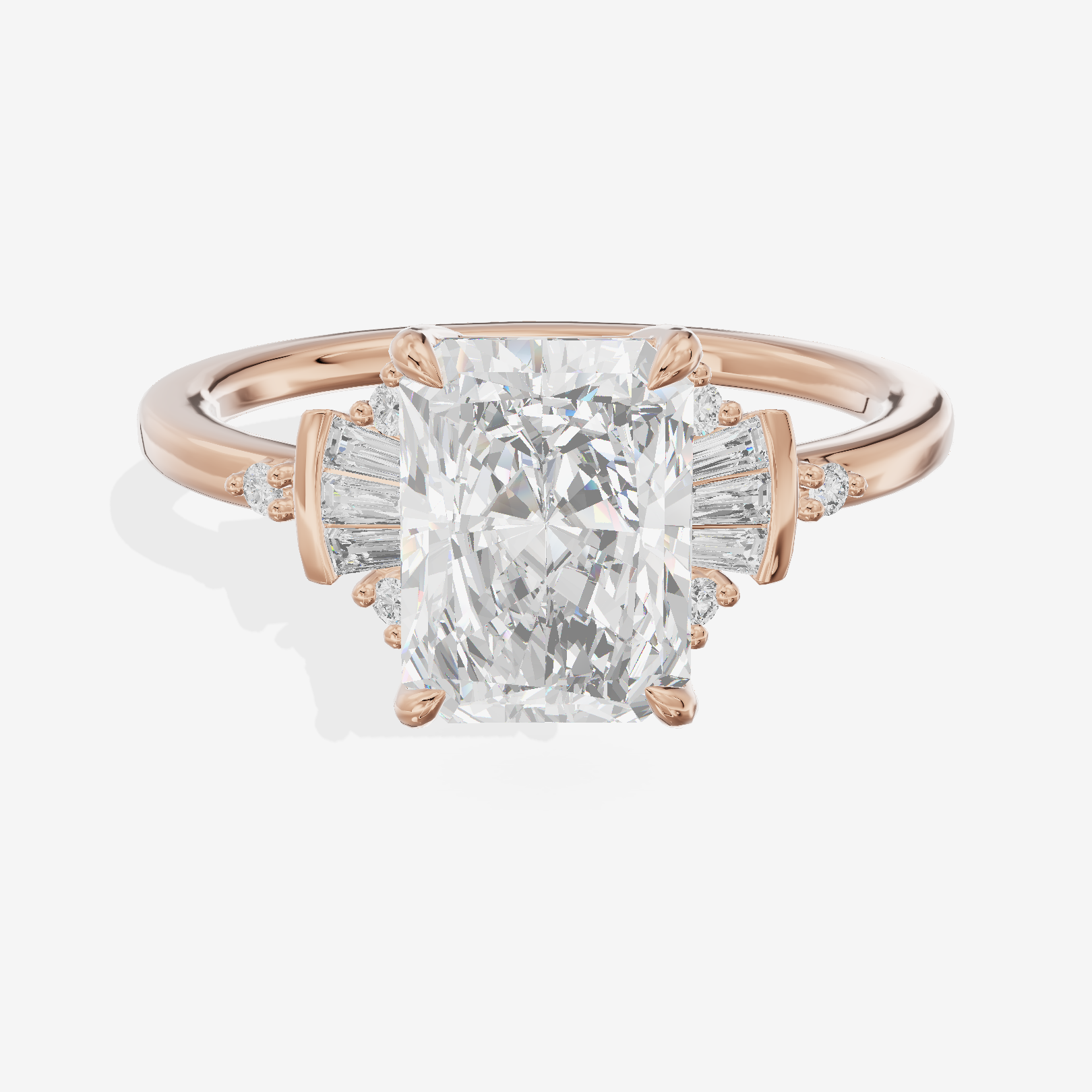 Petite Trellise Radiant Engagement Ring with Side Stones (1/3 ct. tw.) in 18K Rose Gold
