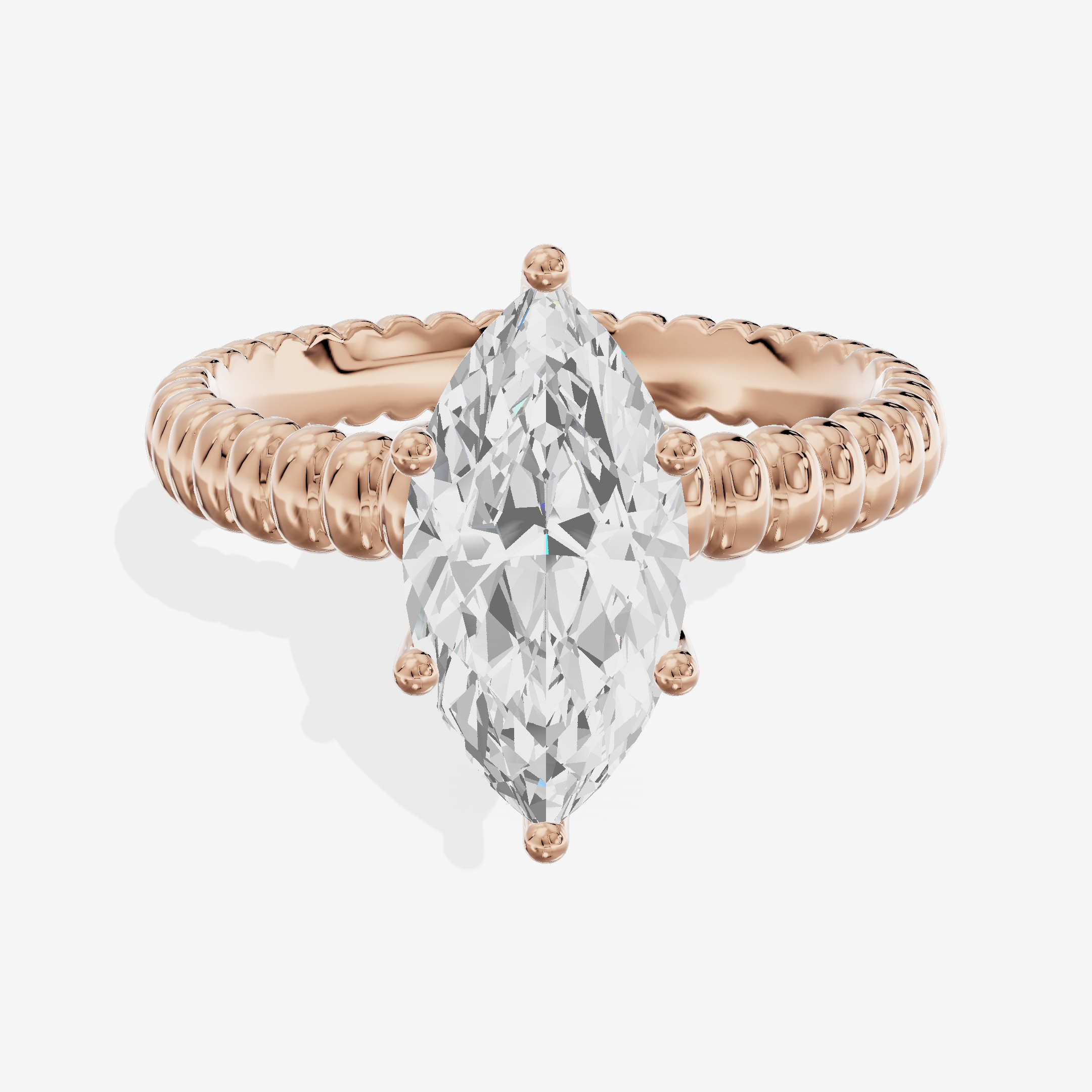 Lustrous Aimora 3mm Marquise Solitaire Engagement Ring in 14K Rose Gold