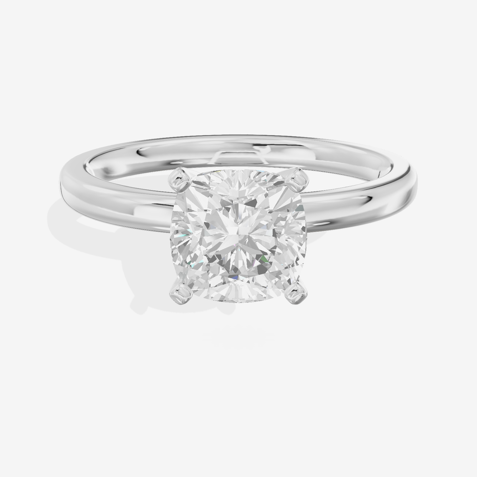 Sincere 2mm Cushion Solitaire Engagement Ring in 18K White Gold