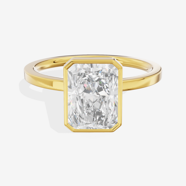 One of One Classic 1.5mm Radiant Bezel Engagement Ring in 18K Yellow Gold