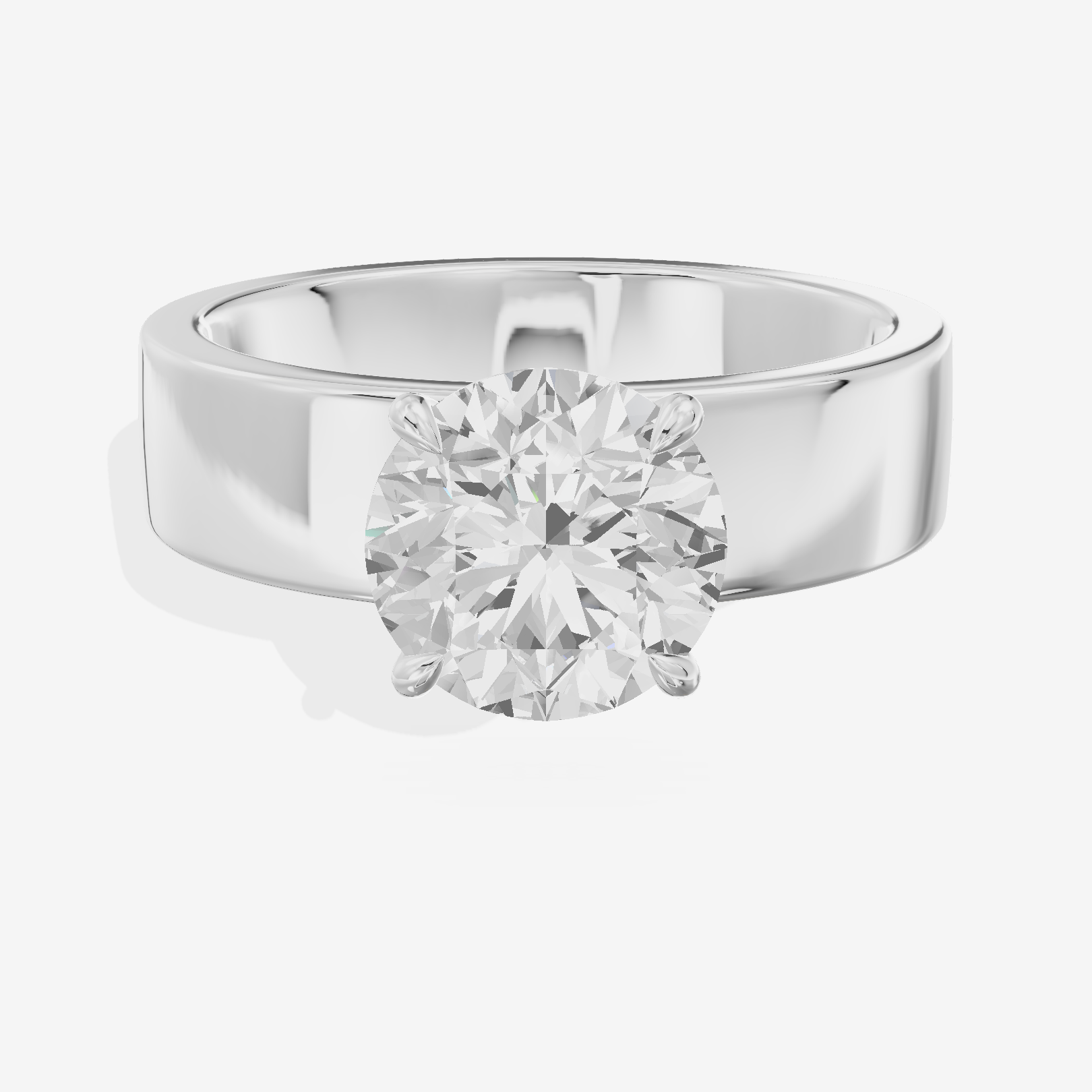 Lustrous Promezza Round Engagement Ring with Side Stones (1/20 ct. tw.) in 18K White Gold