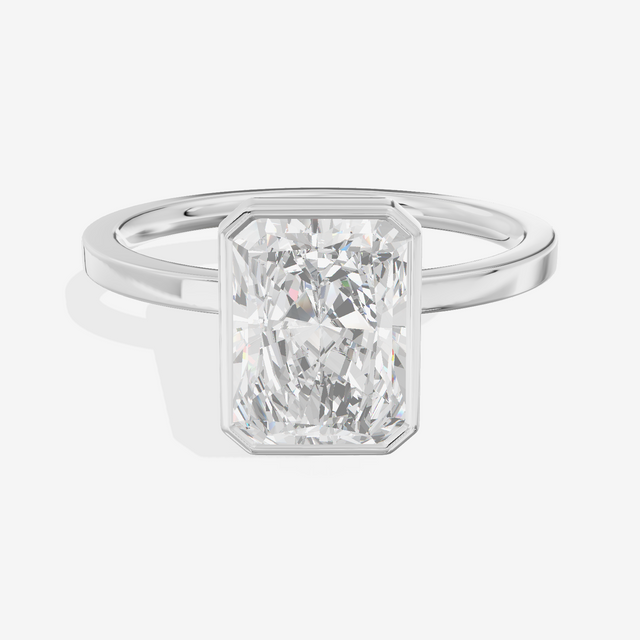 One of One Classic 1.5mm Radiant Bezel Engagement Ring in 14K White Gold