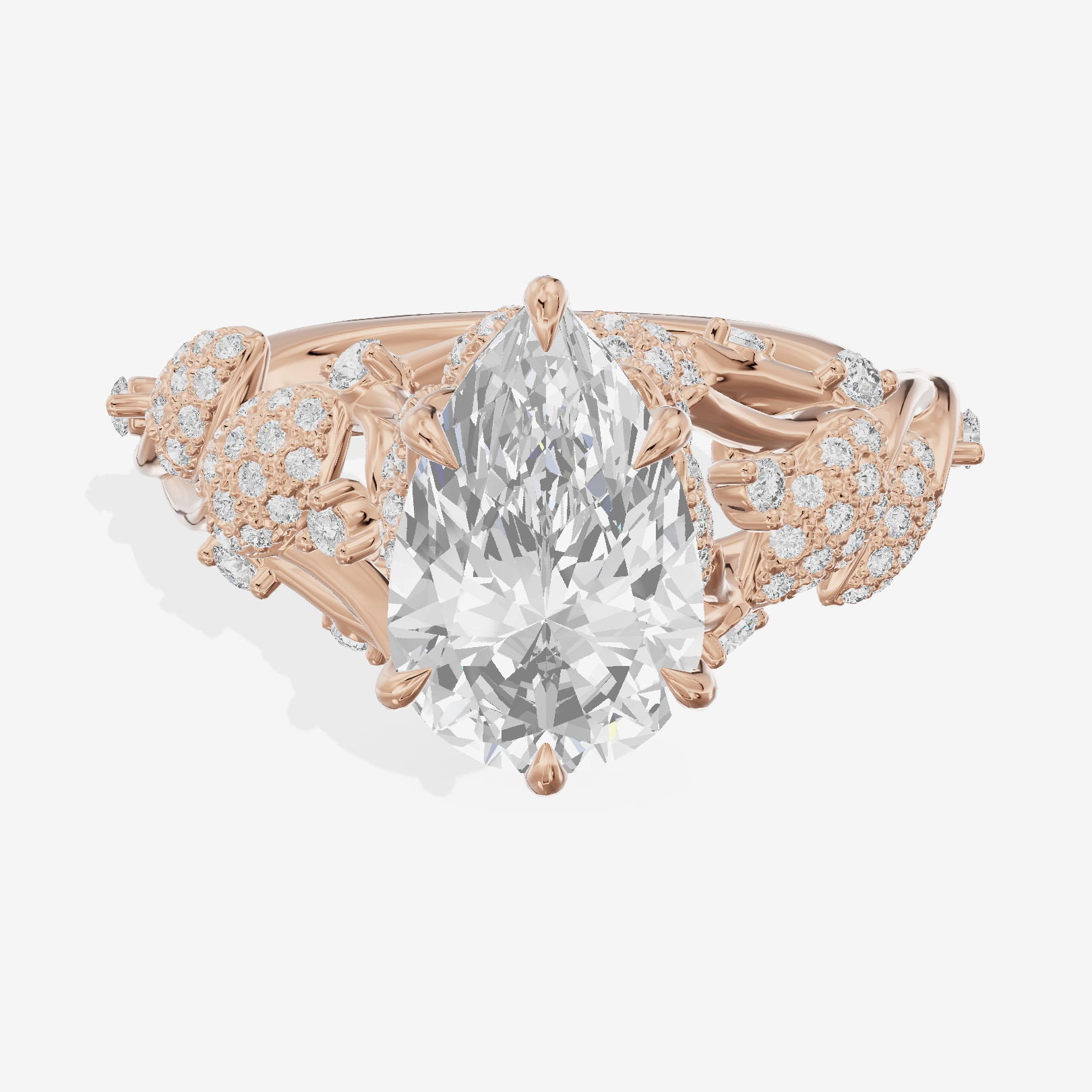 Modern Linger Pear Engagement Ring with Side Stones (3/4 ct. tw.) in 18K Rose Gold