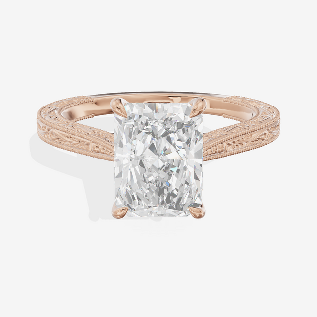 Vintage Vowsae Radiant Engagement Ring in 14K Rose Gold