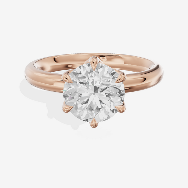 Vowsae 2.5mm Round Six-Prong Engagement Ring in 14K Rose Gold