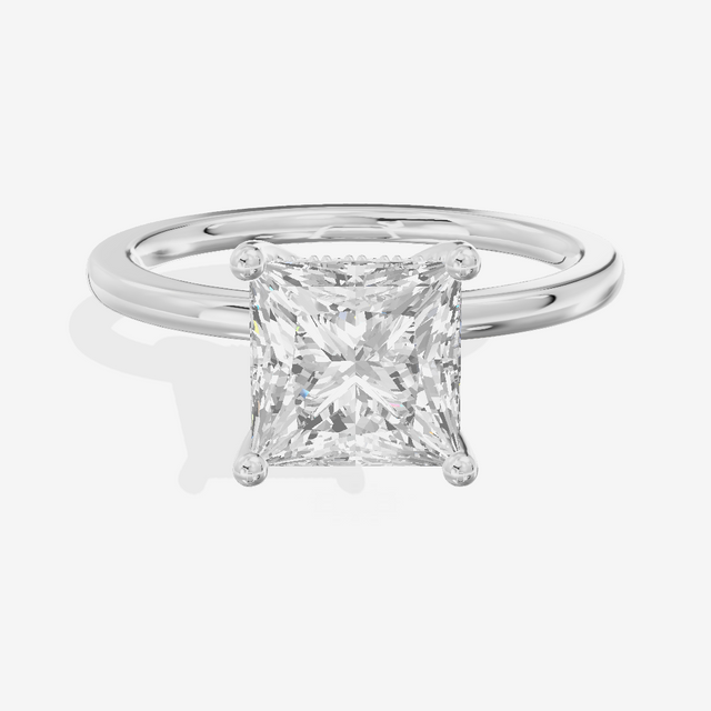 Vowsae Hidden Halo Princess Engagement Ring (1/20 ct. tw.) in 18K White Gold