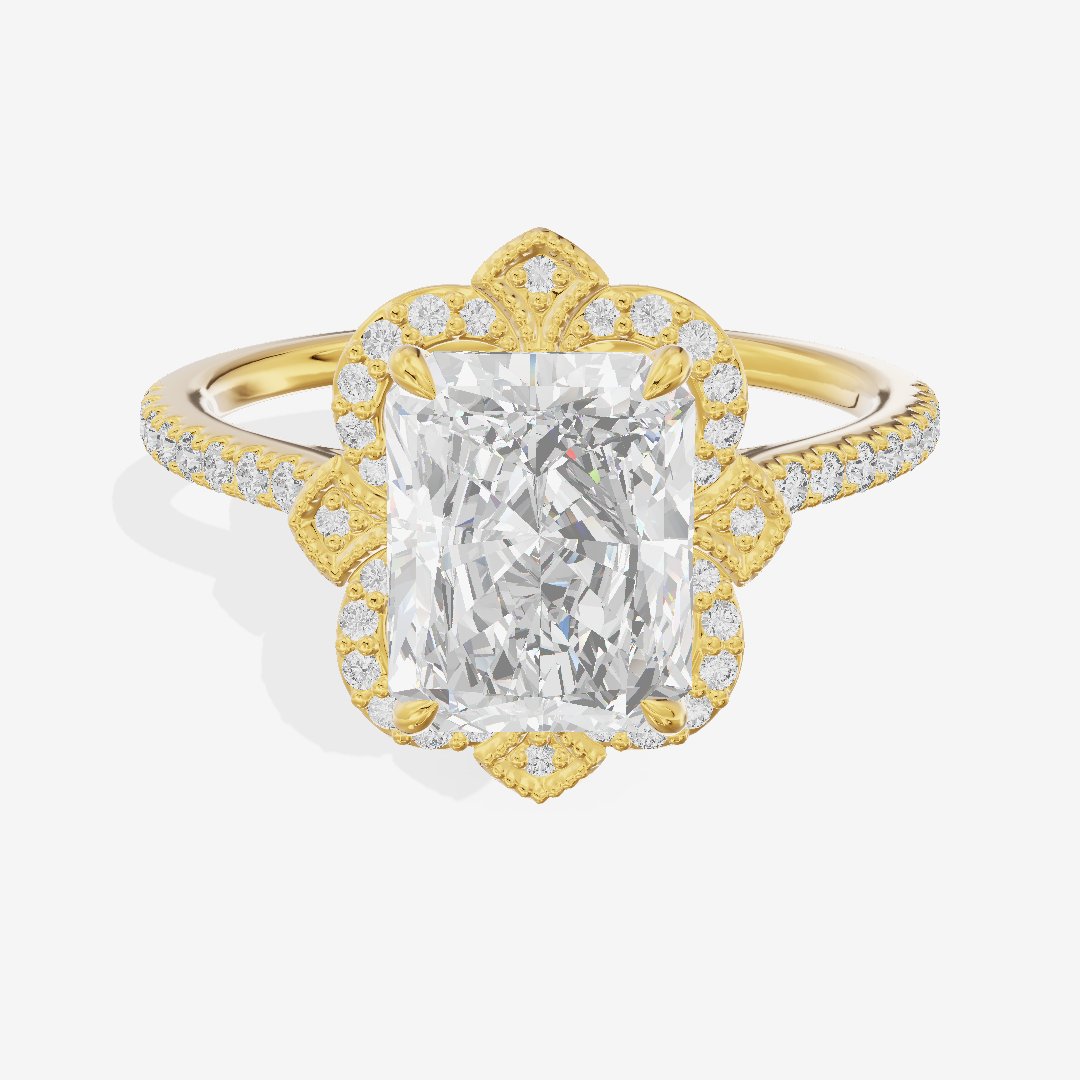 Selenia Halo Radiant Engagement Ring (1/6 ct. tw.) in 14K Yellow Gold