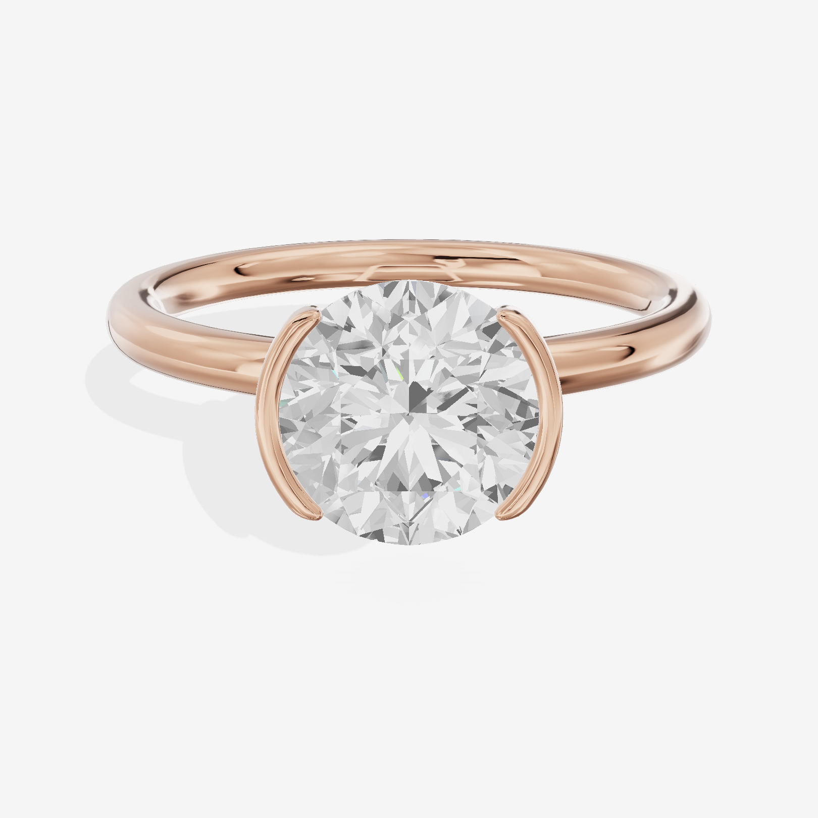 Sincere Bezel 1.8mm Round Solitaire Engagement Ring in 14K Rose Gold