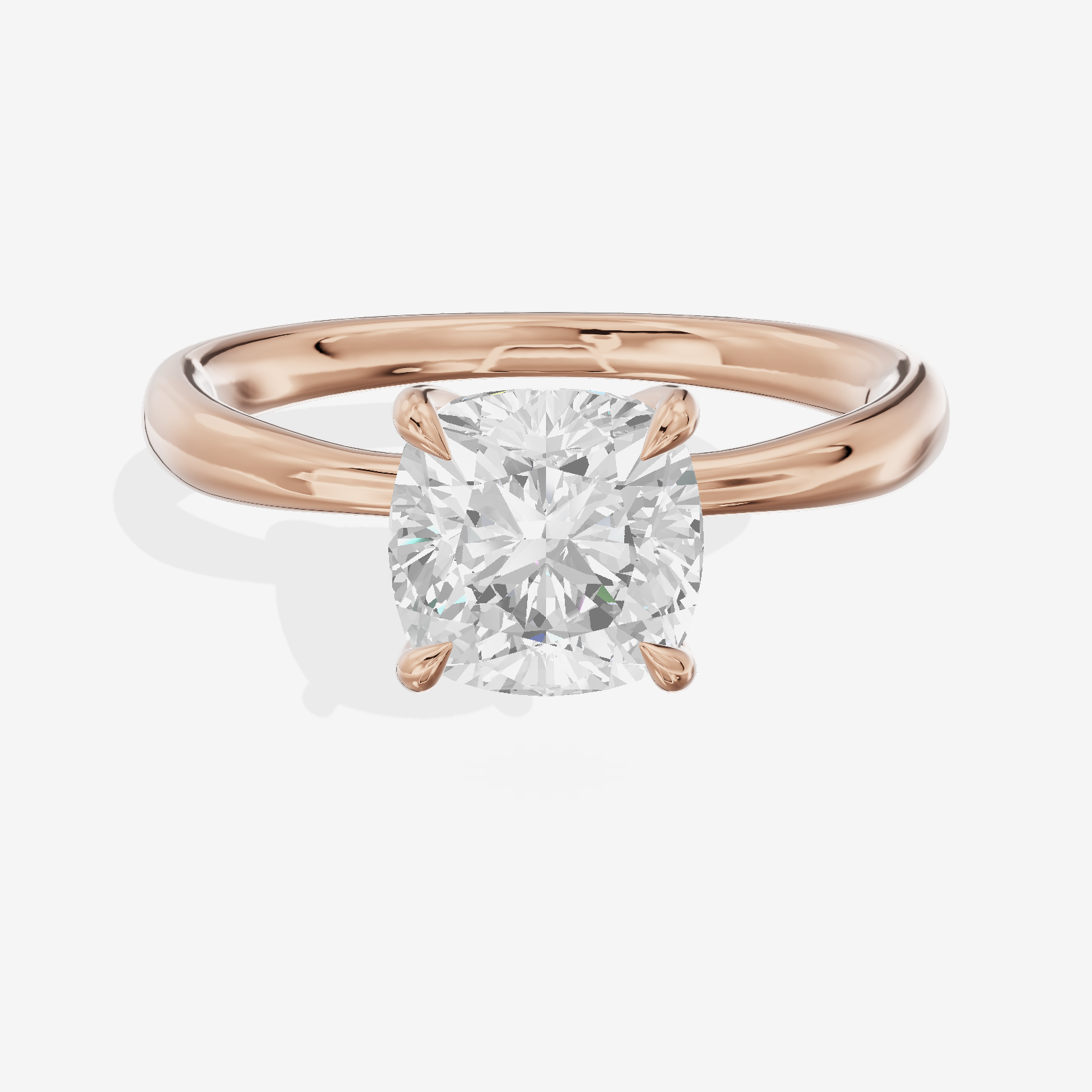 Classic Aimora 2.7mm Cushion Solitaire Engagement Ring in 18K Rose Gold