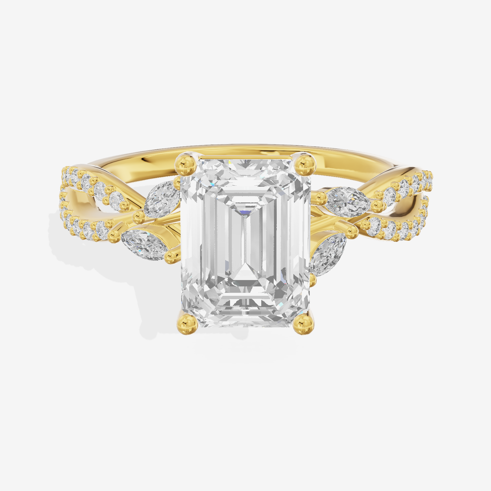Luxe Lumera Emerald Engagement Ring with Side Stones (1/4 ct. tw.) in 18K Yellow Gold
