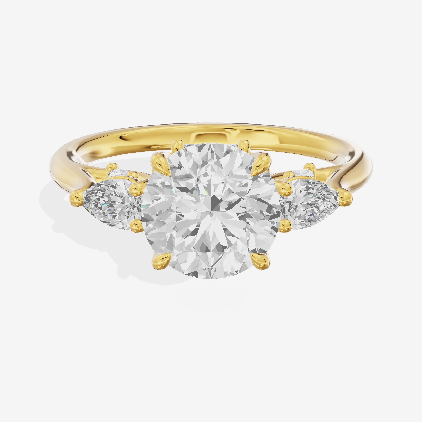 Classic Vowsae Three Stone Round Engagement Ring (3/5 ct. tw.) in 18K Yellow Gold
