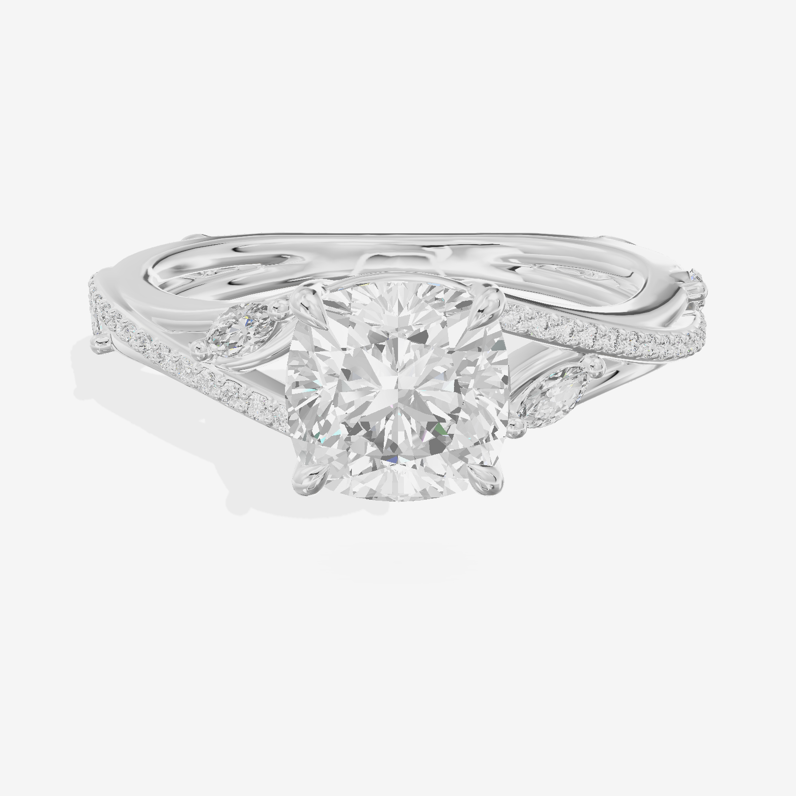 Twined Adorae Cushion Twisted Engagement Ring (1/4 ct. tw.) in Platinum