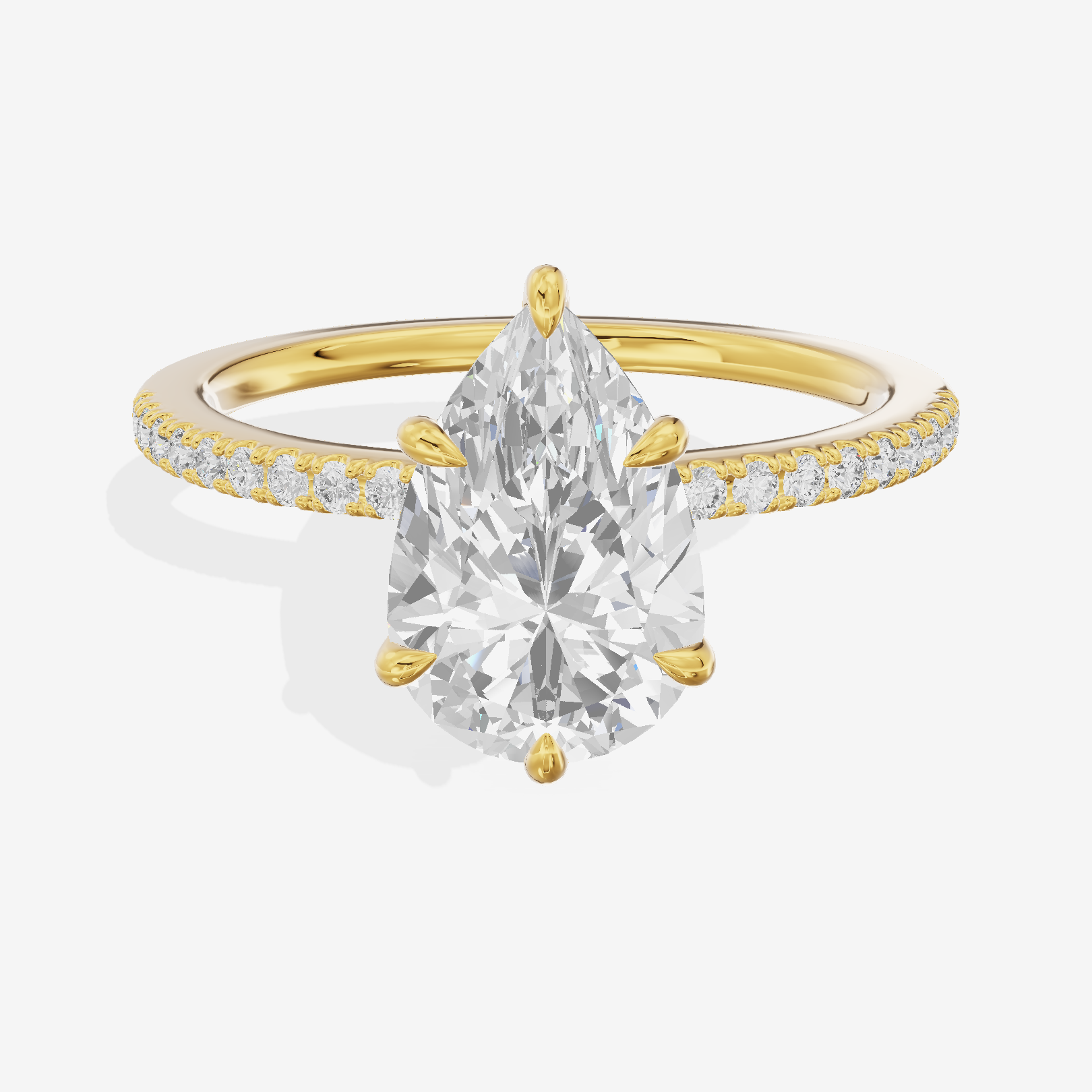 Grand Mirelle Pear Hidden Halo Engagement Ring (1/5 ct. tw.) in 18K Yellow Gold