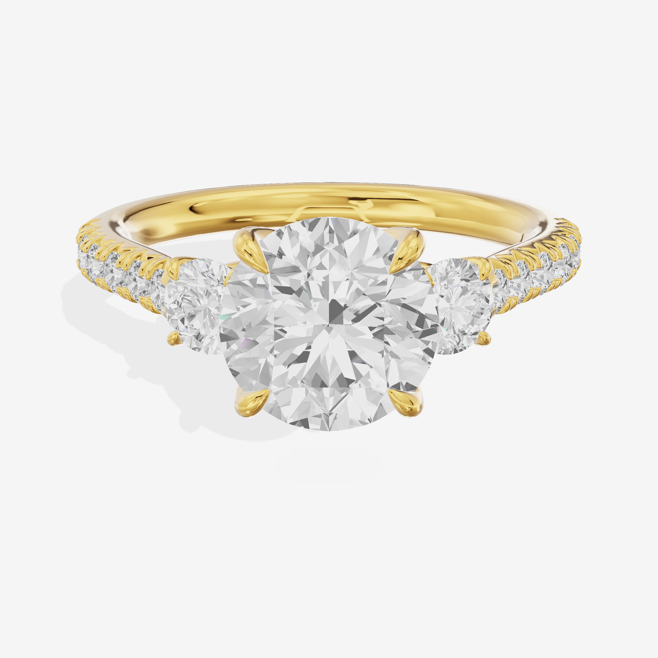 Triade Anniversary Anniversary Round Three Stone Engagement Ring (1/2 ct. tw.) in 18K Yellow Gold