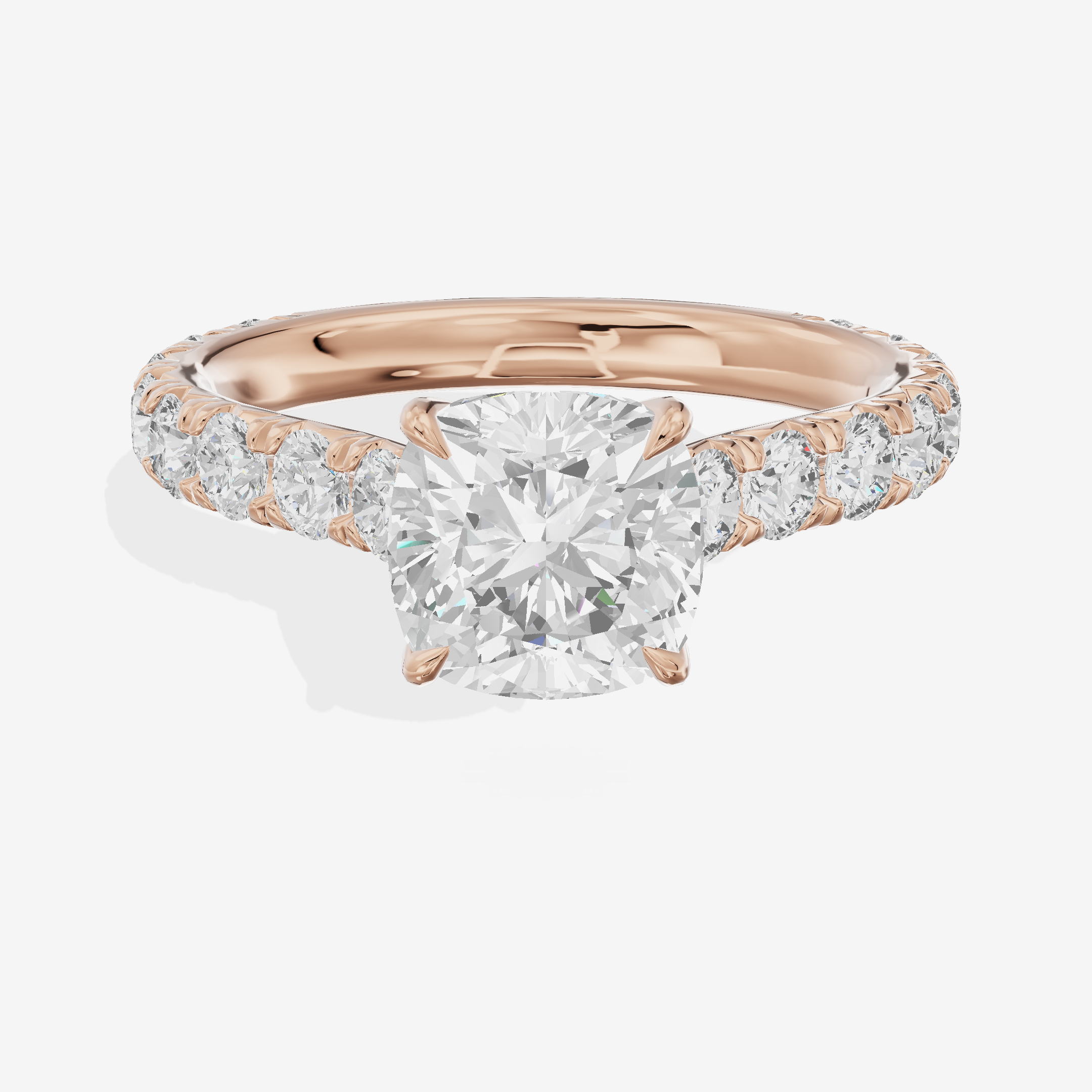 Twine Cushion Engagement Ring with Side Stones (7/8 ct. tw.) in 18K Rose Gold