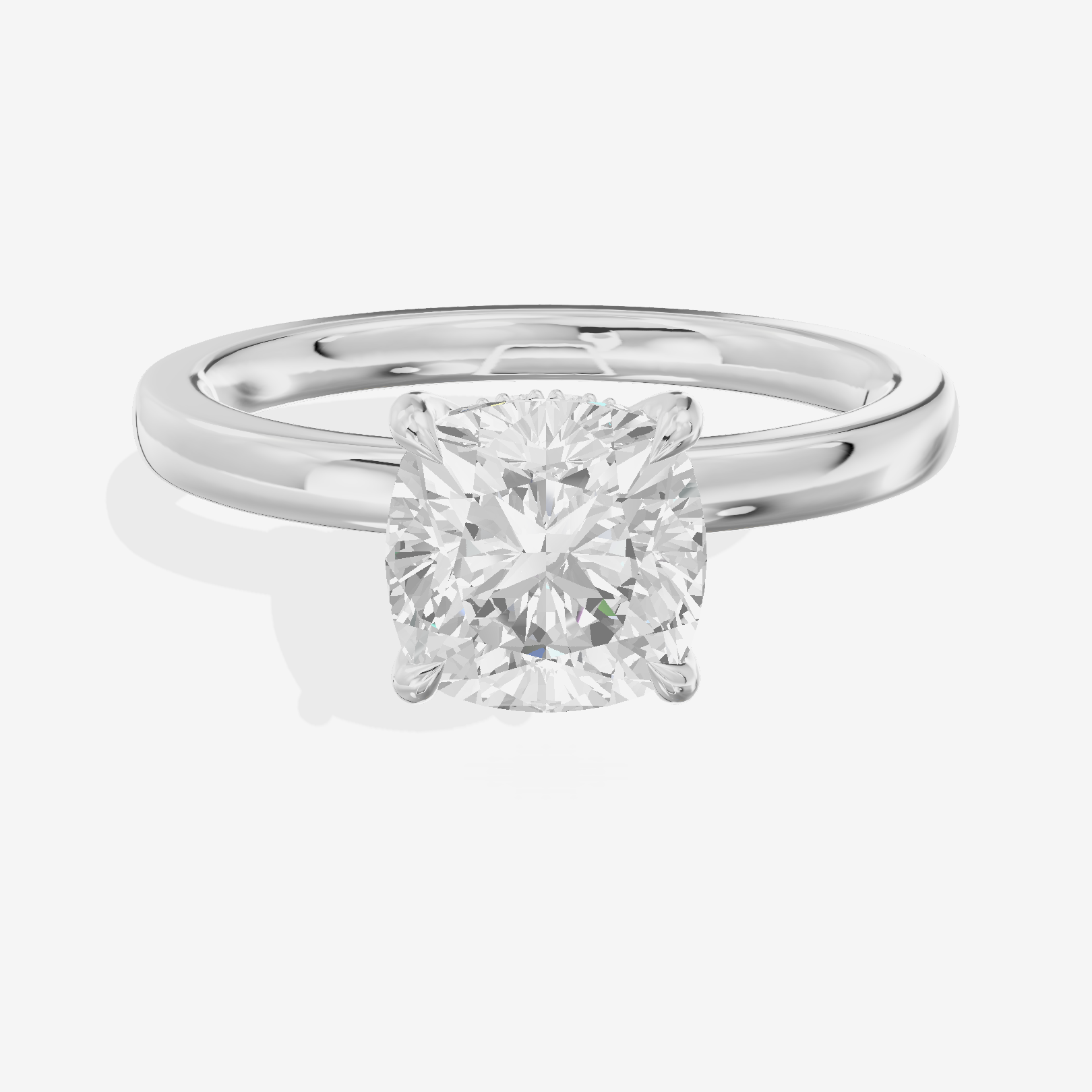 Classic Tensare Cushion Engagement Ring with Hidden Halos (1/15 ct. tw.) in Platinum
