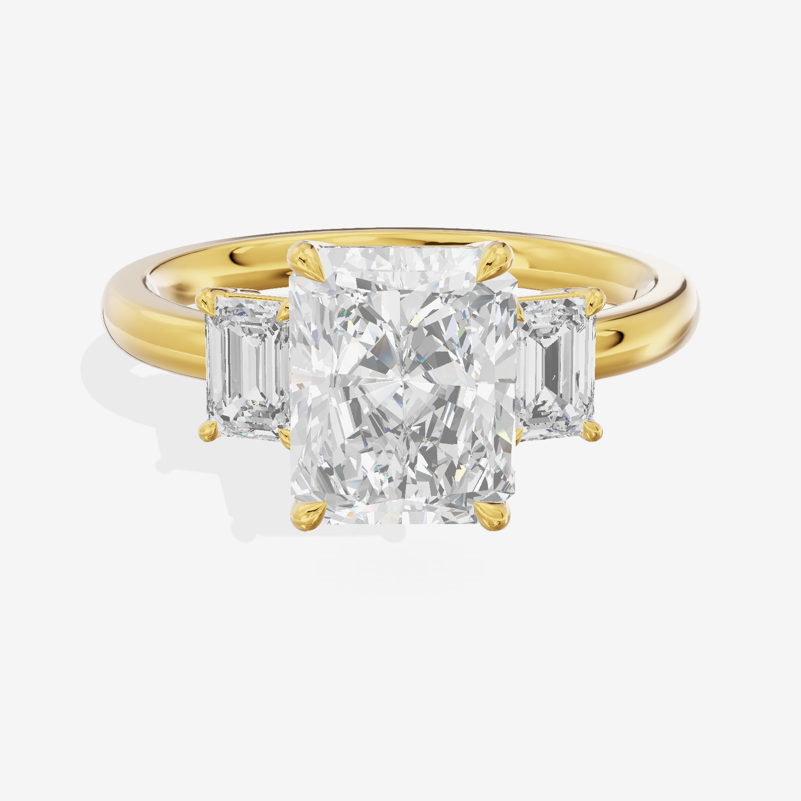 Petite Coeurine Three Stone Radiant Engagement Ring (1/5 ct. tw.) in 18K Yellow Gold