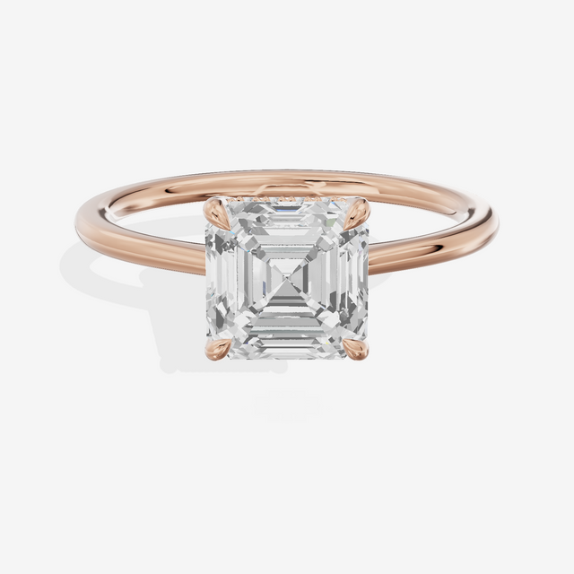 Promezza Hidden Halo Asscher Engagement Ring (1/20 ct. tw.) in 14K Rose Gold