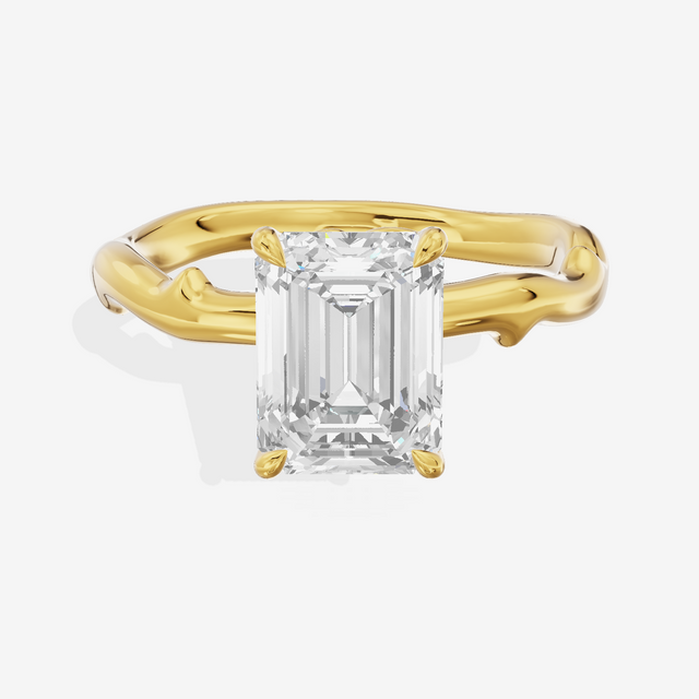 Vowsae Cathedral 2.2mm Emerald Solitaire Engagement Ring in 18K Yellow Gold