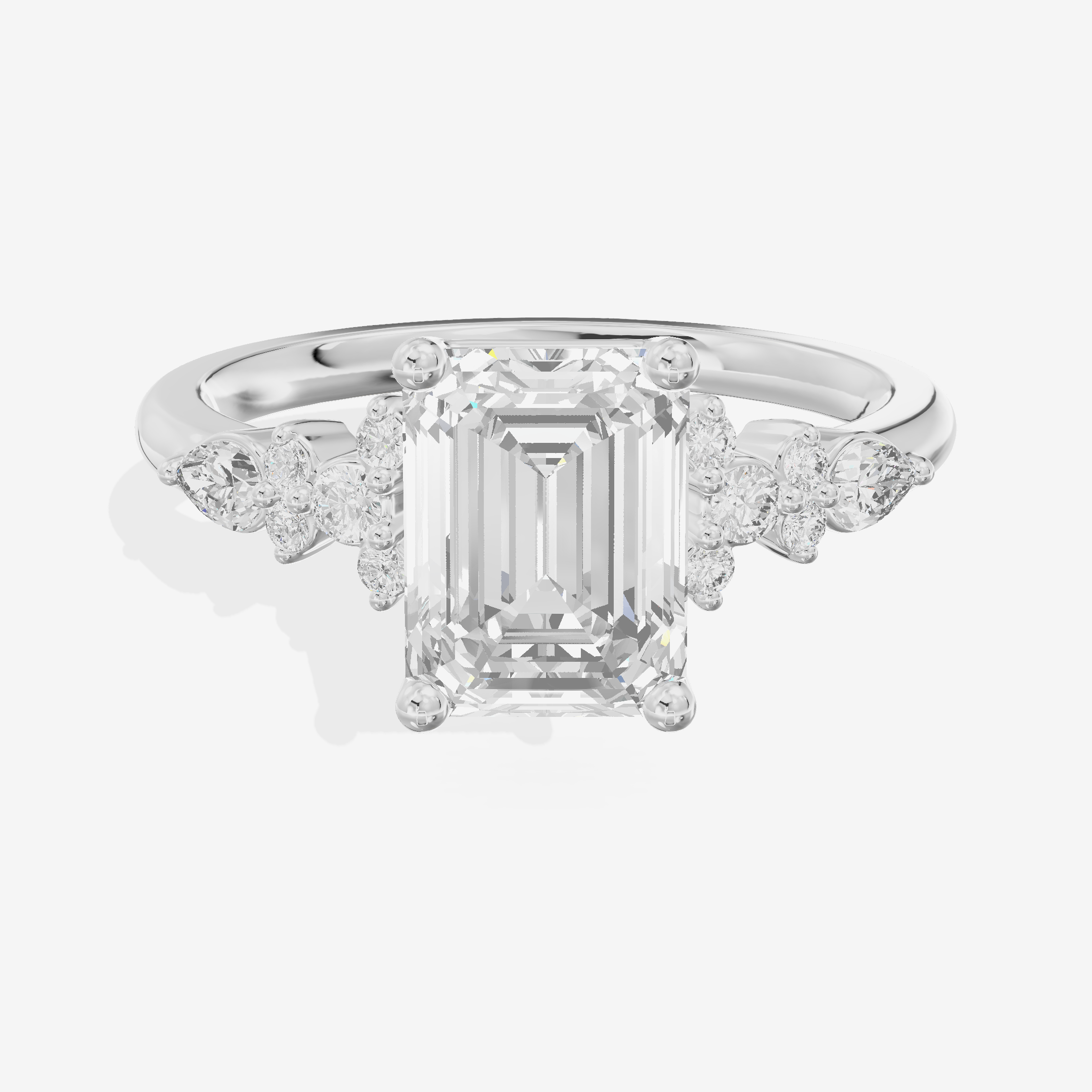 Tender Adorae Emerald Engagement Ring with Side Stones (1/5 ct. tw.) in Platinum
