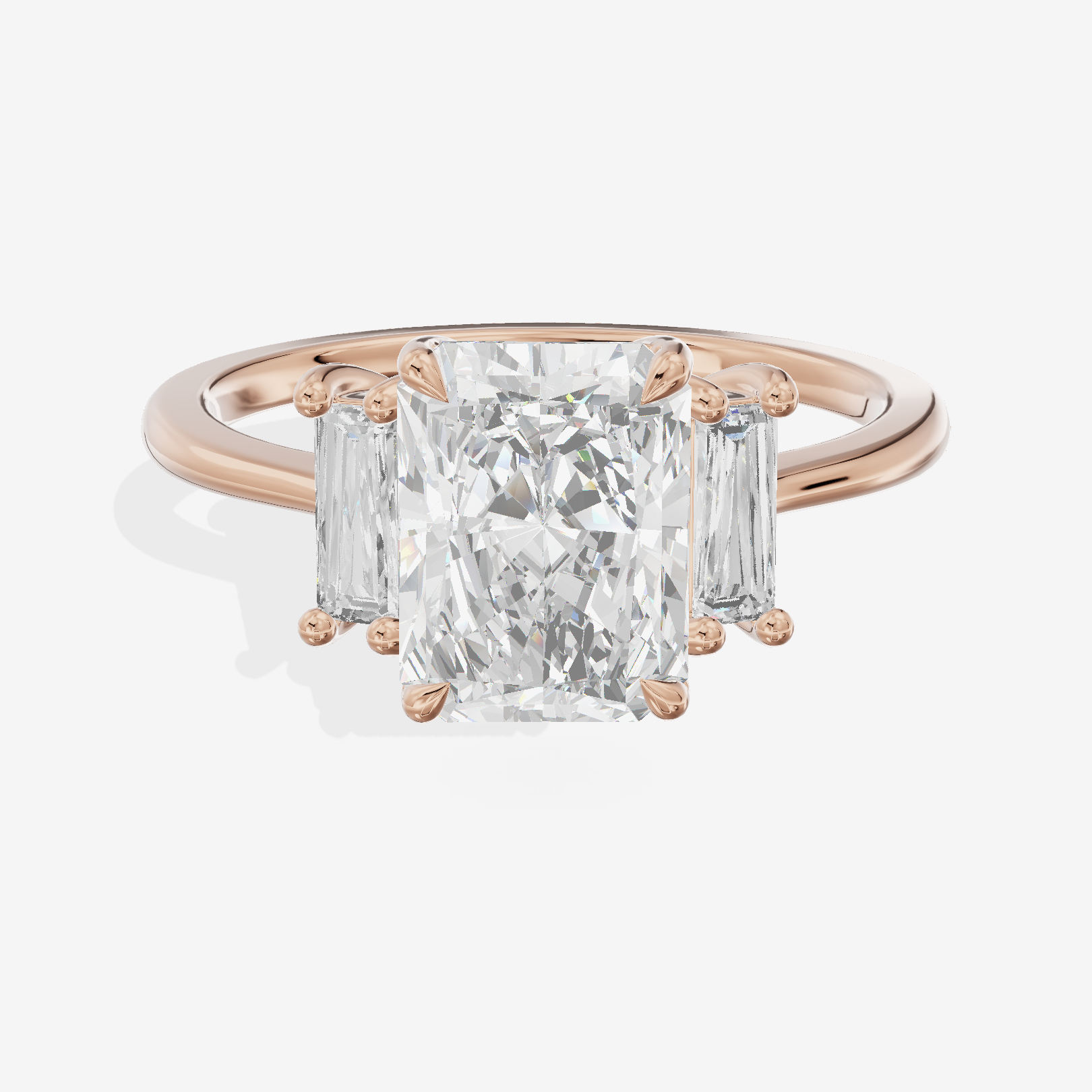 Eversince Three Stone Radiant Engagement Ring (1/4 ct. tw.) in 14K Rose Gold