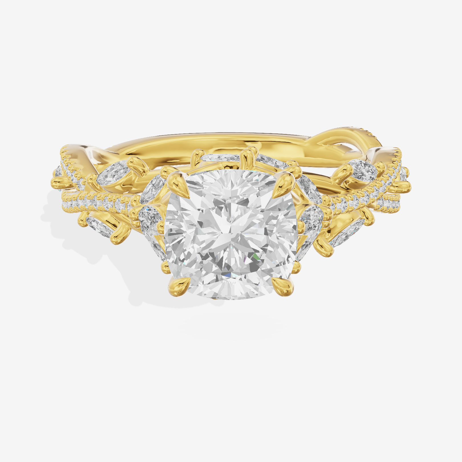 Grand Twine Cushion Twisted Engagement Ring (3/4 ct. tw.) in 18K Yellow Gold