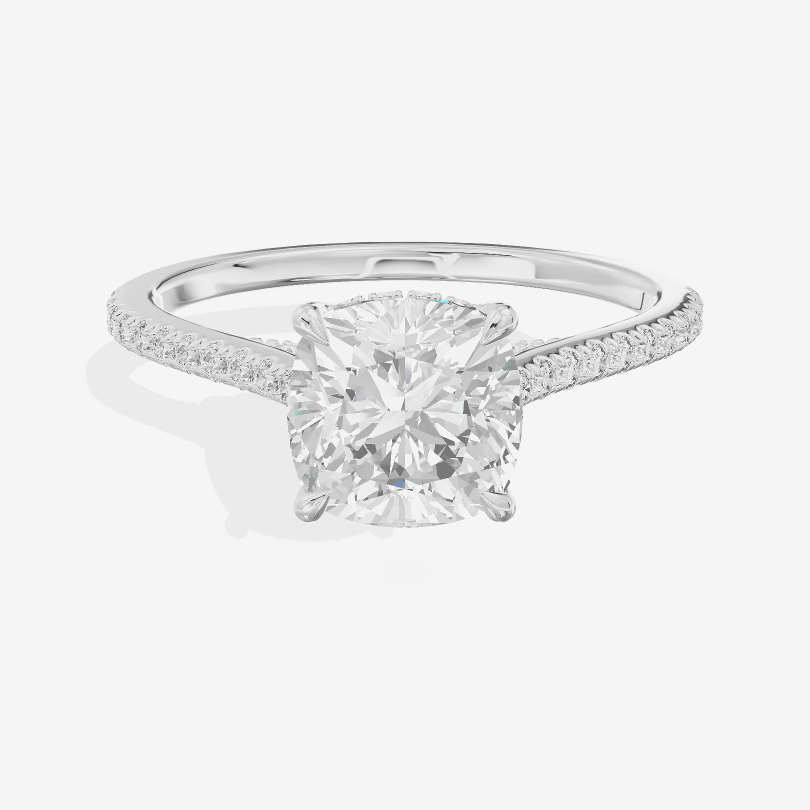 Luxe Aimora Cushion Engagement Ring with Side Stones (1/4 ct. tw.) in 14K White Gold