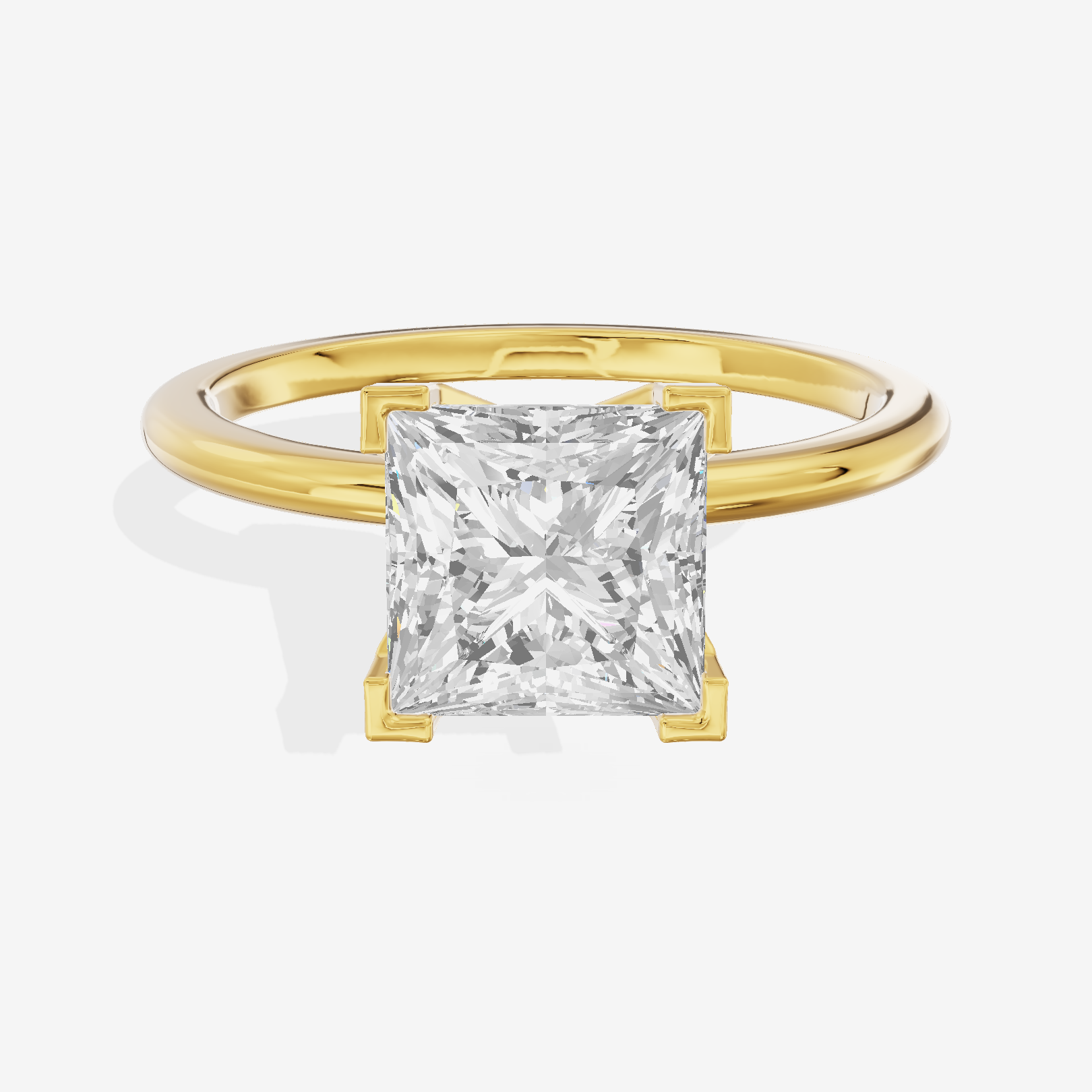 Coeurine 1.5mm Princess Comfort Fit Engagement Ring in 18K Yellow Gold
